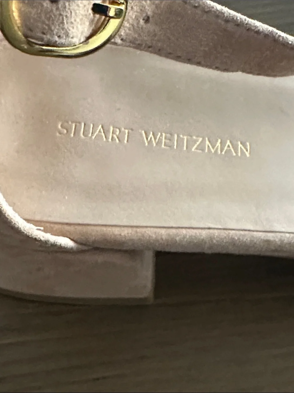 Stuart Weitzman Nude Suede Square-Toe Ankle Strap Sandals